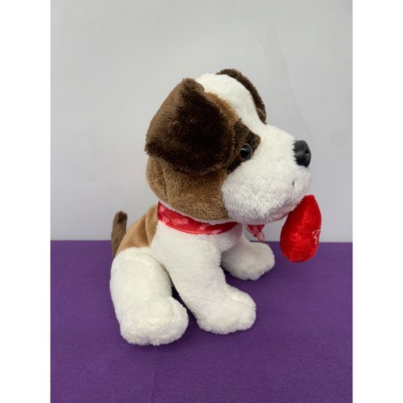 Walmart 7 Inch Terrier Bulldog Puppy XOXO Heart Red Sheer Bow Hearts Plush Stuff - Picture 2 of 9